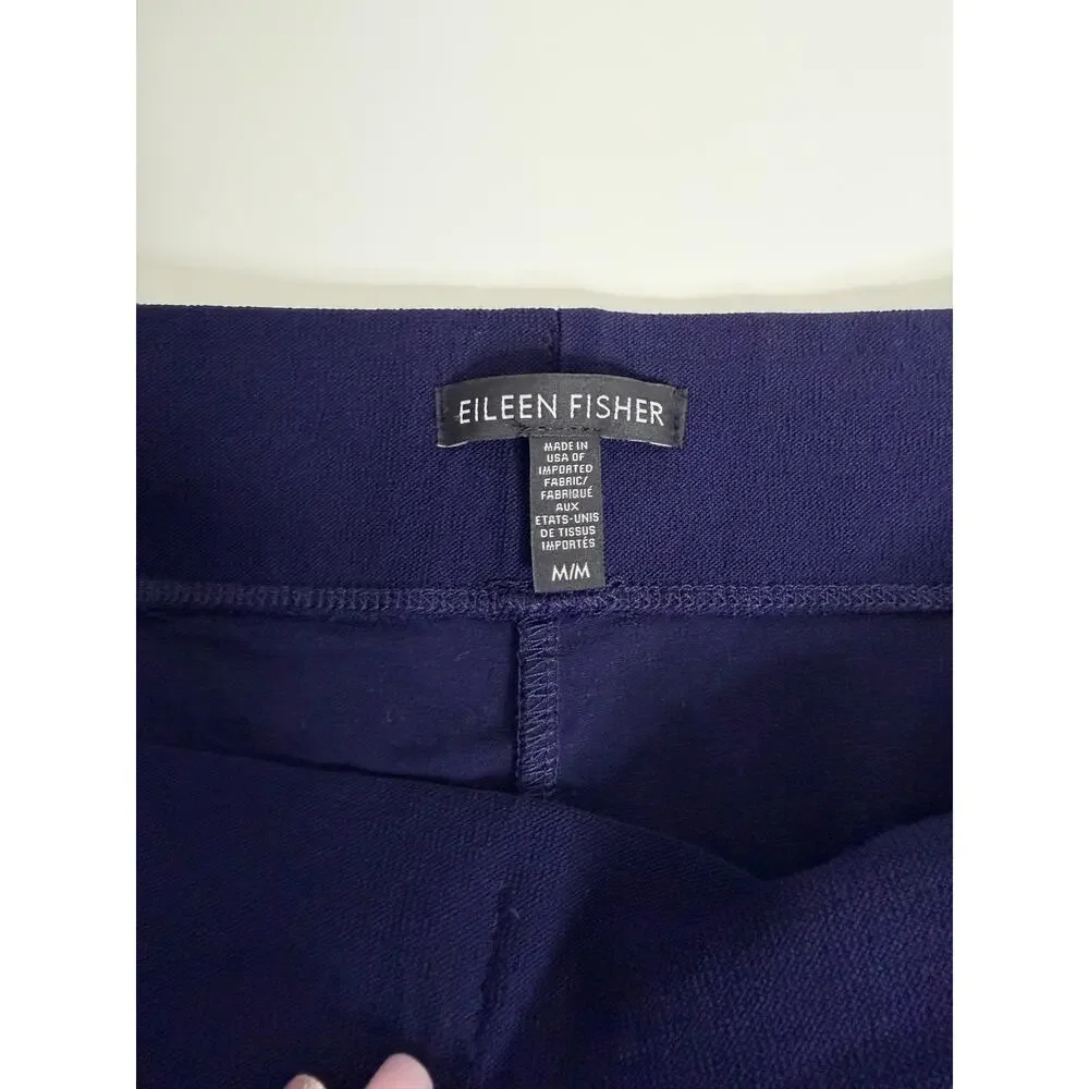 Eileen Fisher Woman Pants Size M RN78121/CA#34460 Navy Pull on Wide Cropped
